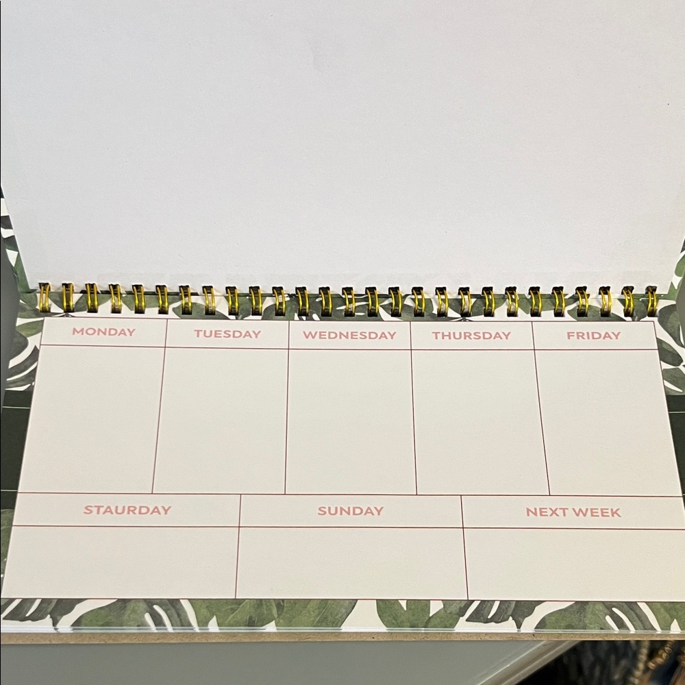 Green Tropical 'Good Vibes Only' Calendar/Planner with Gold Spiral - Picture 2 of 2